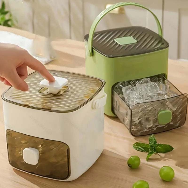 48 Cube Ice Maker with Easy Press Lid - Double-Deck Portable Design Includes Silicone Trays, Durable Plastic Construction for DIY Frozen Food and Beverages, Ideal for Summer Beverages, Countertop Ice Maker, Beverage Cooling, Modern Kitchen Gadgets