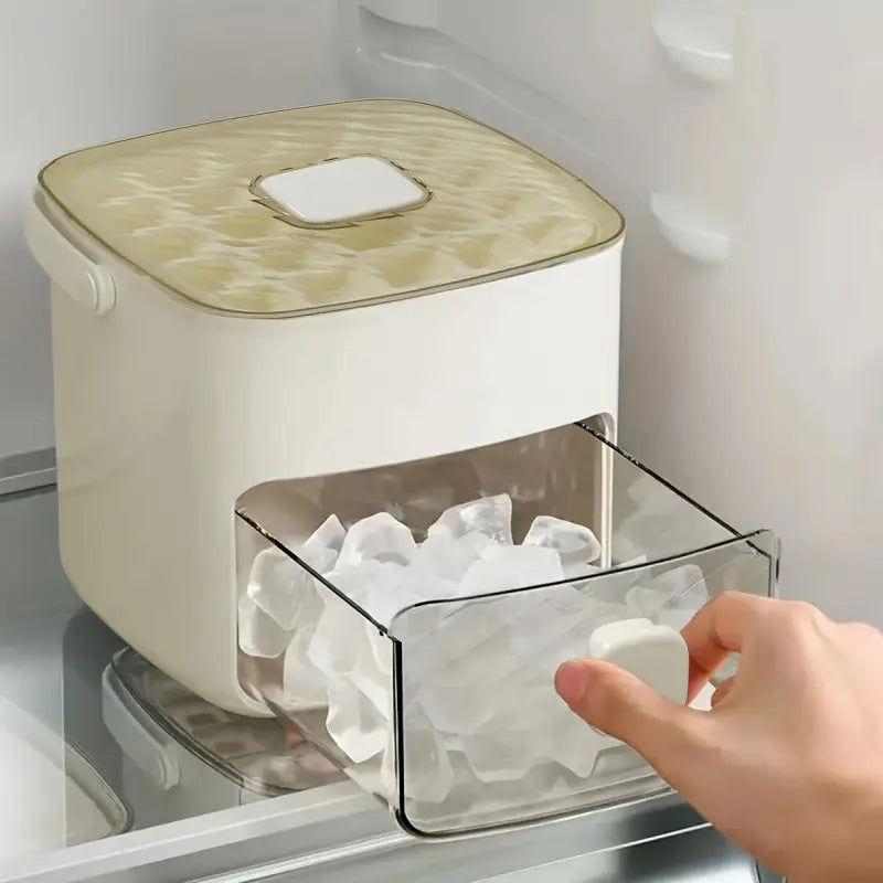 48 Cube Ice Maker with Easy Press Lid - Double-Deck Portable Design Includes Silicone Trays, Durable Plastic Construction for DIY Frozen Food and Beverages, Ideal for Summer Beverages, Countertop Ice Maker, Beverage Cooling, Modern Kitchen Gadgets