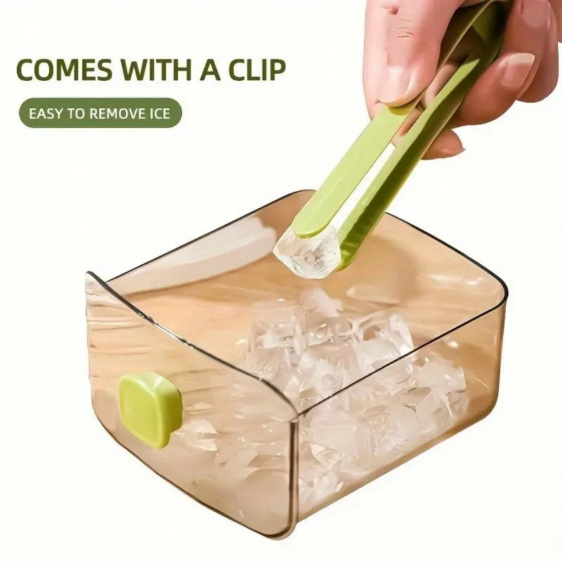 48 Cube Ice Maker with Easy Press Lid - Double-Deck Portable Design Includes Silicone Trays, Durable Plastic Construction for DIY Frozen Food and Beverages, Ideal for Summer Beverages, Countertop Ice Maker, Beverage Cooling, Modern Kitchen Gadgets