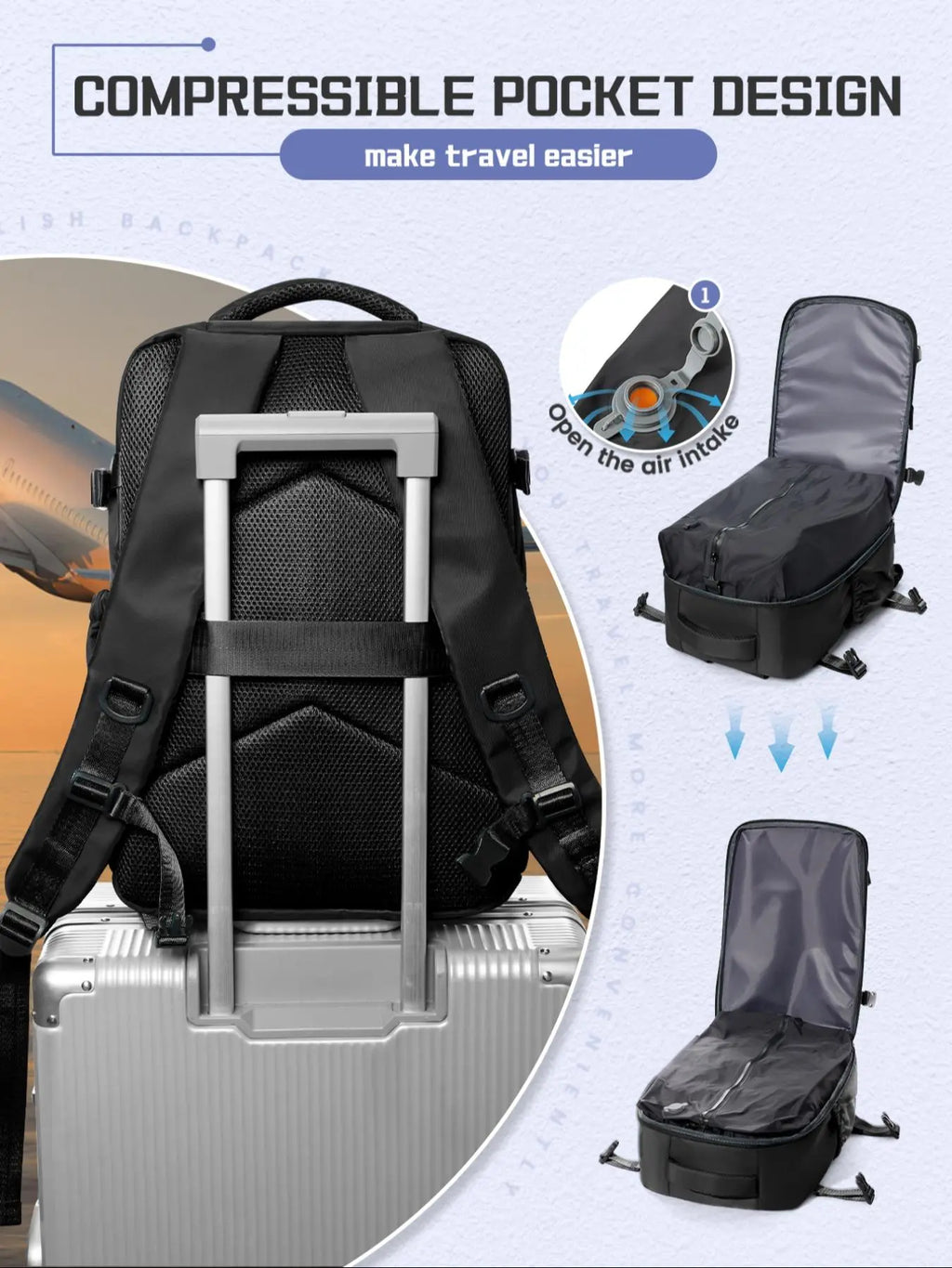 Vacuum Compression Backpack, Business Travel Backpack, Casual Travel Backpack, Daily Commuting Bag, Business Trip Backpack, Travel Backpack, Cabin Backpack, Flight Approved Backpack, Carry on Backpack, Airline Approved Backpack