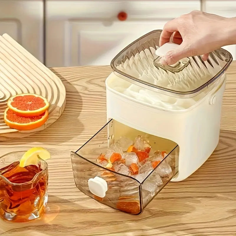 48 Cube Ice Maker with Easy Press Lid - Double-Deck Portable Design Includes Silicone Trays, Durable Plastic Construction for DIY Frozen Food and Beverages, Ideal for Summer Beverages, Countertop Ice Maker, Beverage Cooling, Modern Kitchen Gadgets