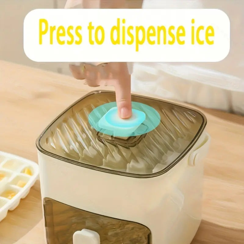 48 Cube Ice Maker with Easy Press Lid - Double-Deck Portable Design Includes Silicone Trays, Durable Plastic Construction for DIY Frozen Food and Beverages, Ideal for Summer Beverages, Countertop Ice Maker, Beverage Cooling, Modern Kitchen Gadgets