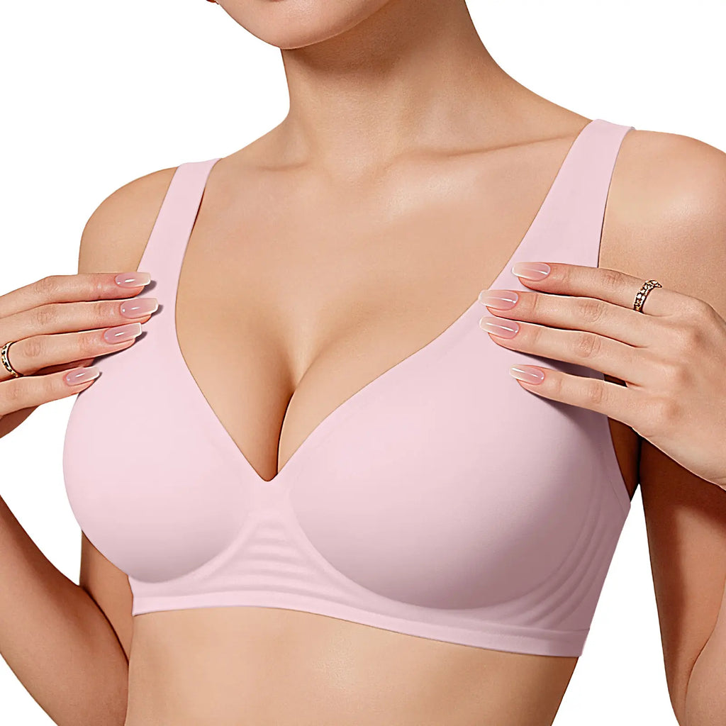 OEAK Womens Deep V Jelly Bras Wireless Comfortable Bra No Underwire Tshirt Push up Bralettes Plunge Seamless Bra