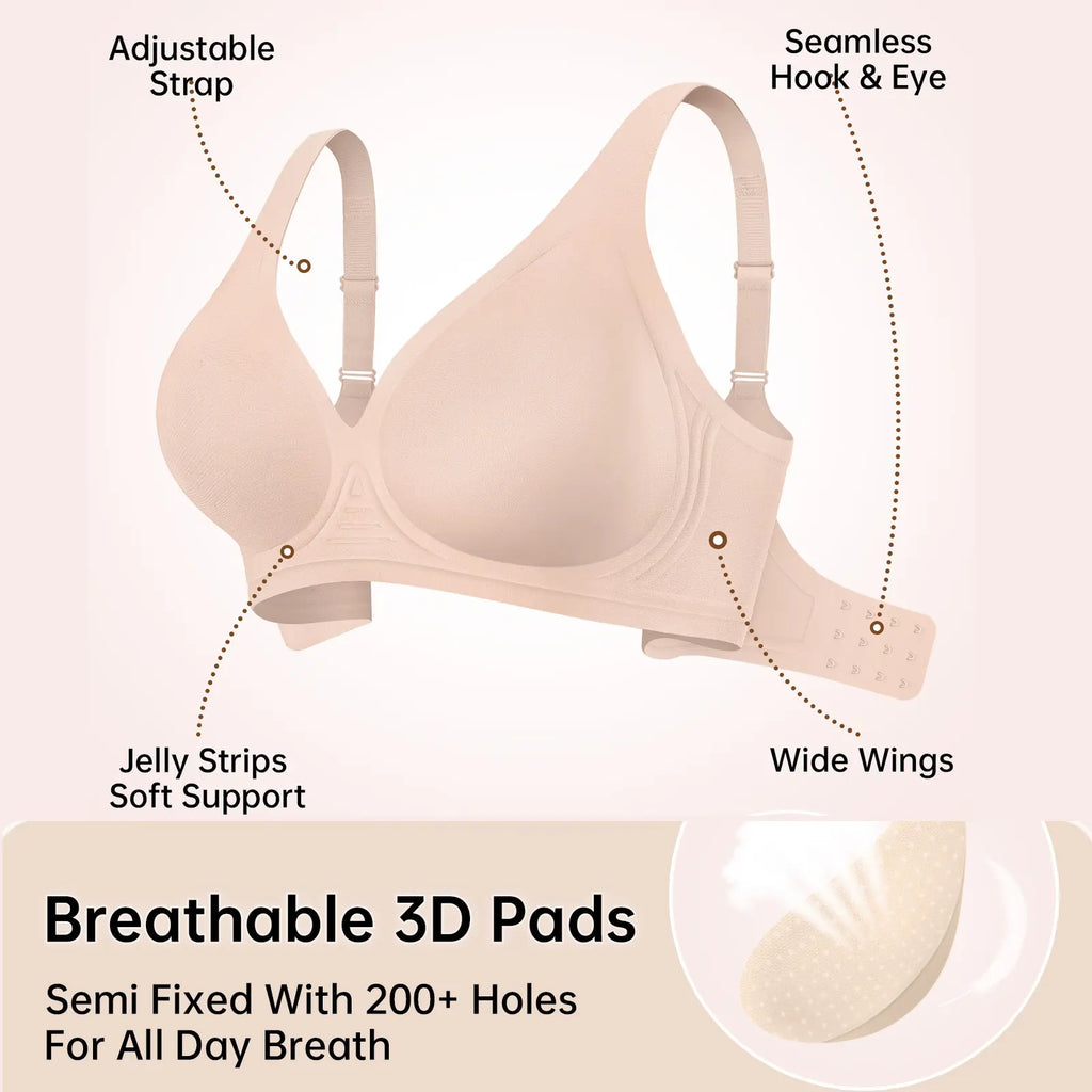 OEAK Womens Deep V Jelly Bras Wireless Comfortable Bra No Underwire Tshirt Push up Bralettes Plunge Seamless Bra